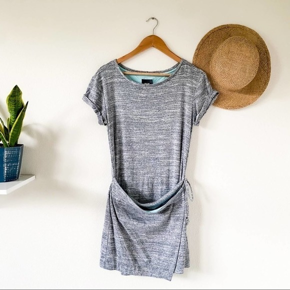 Anthro Maeve Grey Wrap Tee Dress size S Small Anthropologie - Picture 3 of 8